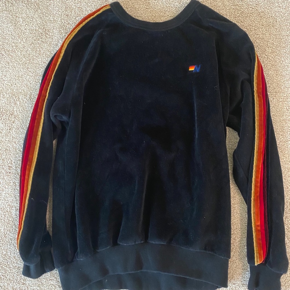 aviator nation black velvet crewneck